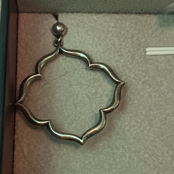 James Avery Venetian frame hoop drop sterling earrings - Picture 3 of 6